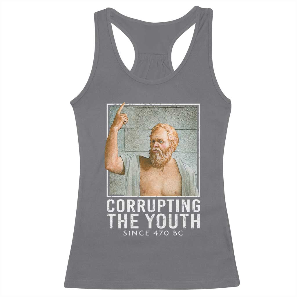 Funny Greek Philosophy Socrates Racerback Tank Top Corrupting The Youth Philosopher