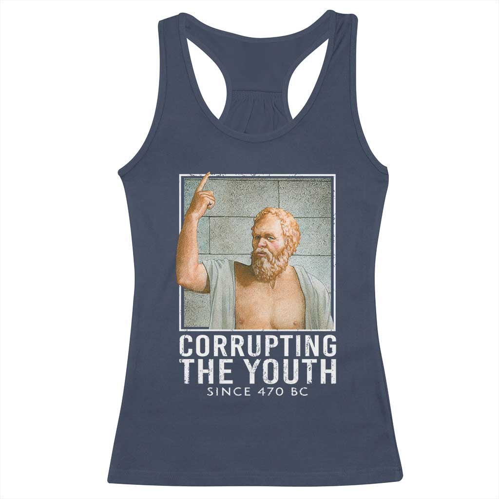 Funny Greek Philosophy Socrates Racerback Tank Top Corrupting The Youth Philosopher