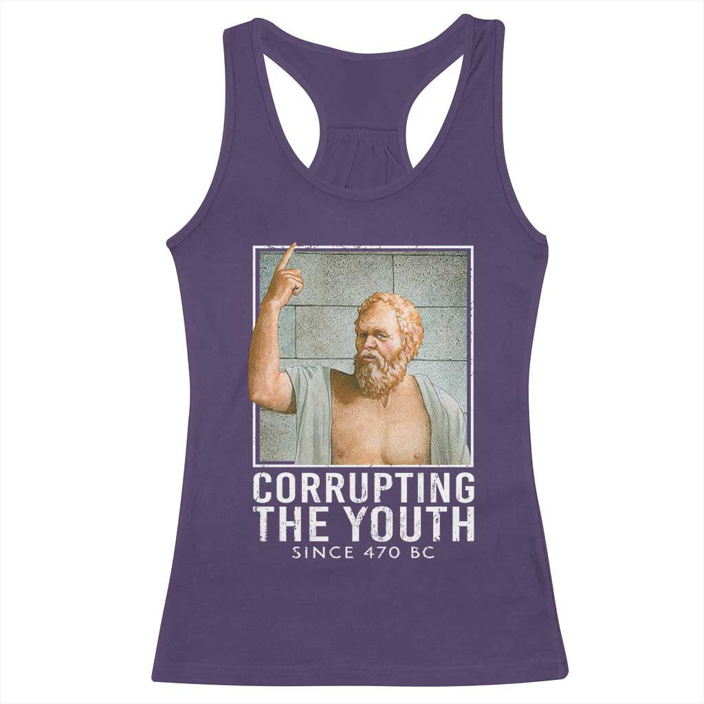 Funny Greek Philosophy Socrates Racerback Tank Top Corrupting The Youth Philosopher