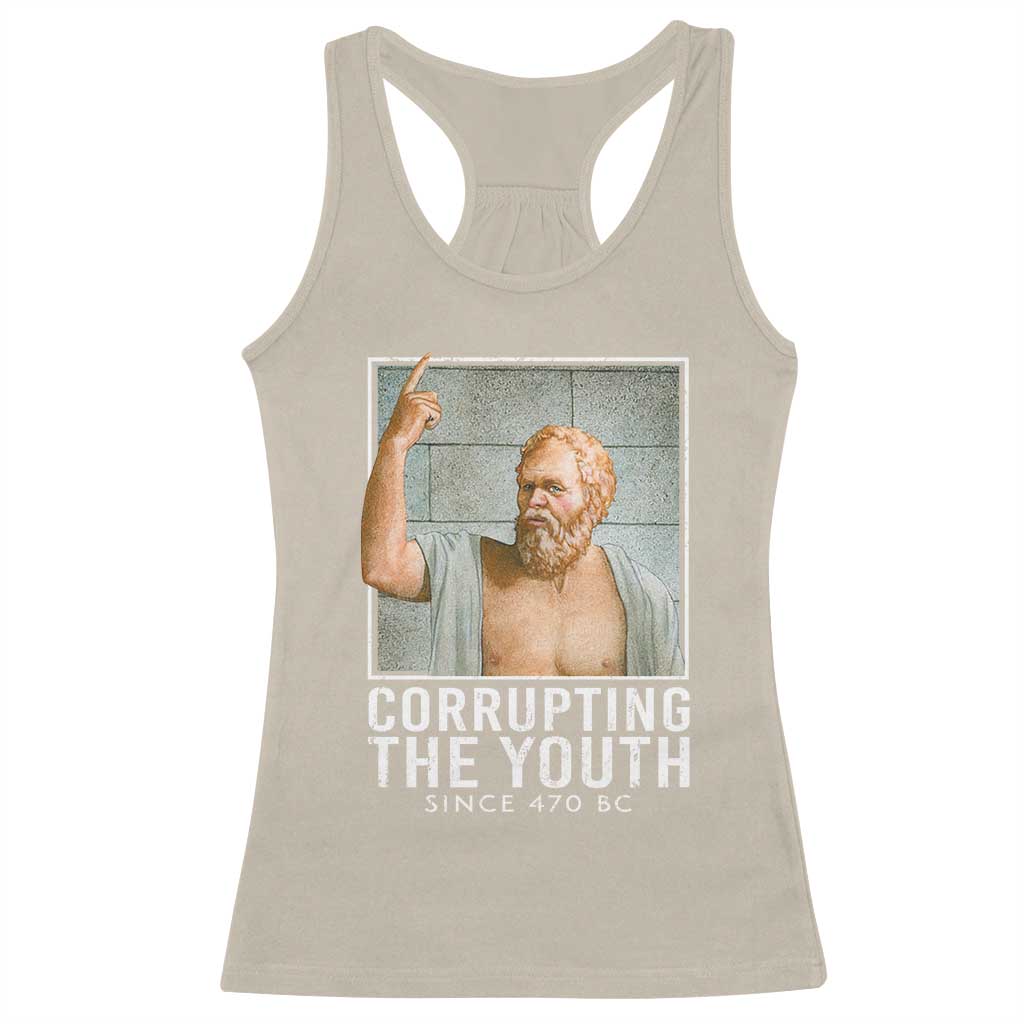 Funny Greek Philosophy Socrates Racerback Tank Top Corrupting The Youth Philosopher