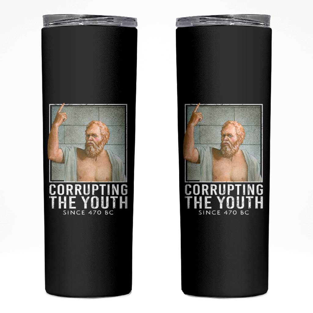 Funny Greek Philosophy Socrates Skinny Tumbler Corrupting The Youth Philosopher