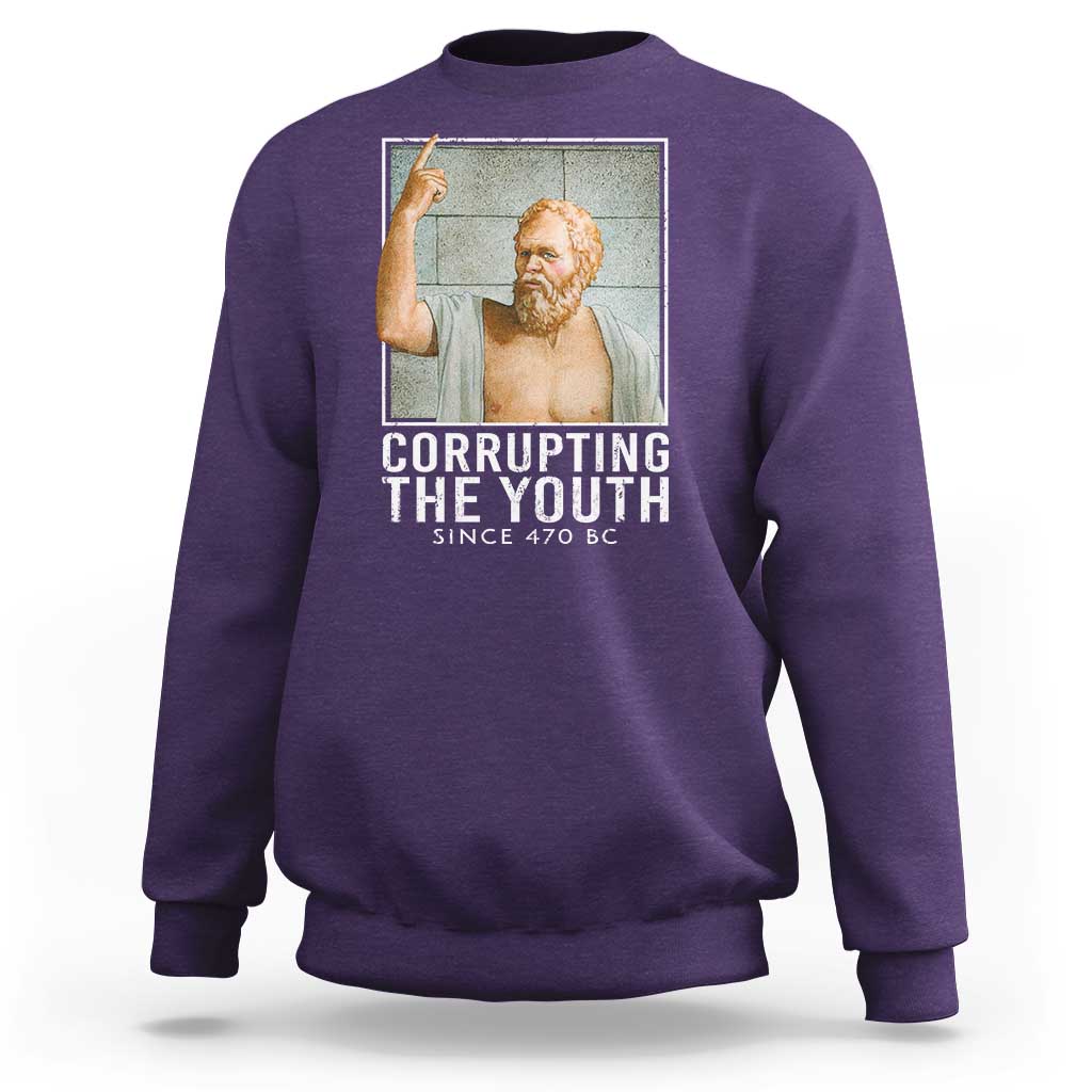 Funny Greek Philosophy Socrates Sweatshirt Corrupting The Youth Philosopher