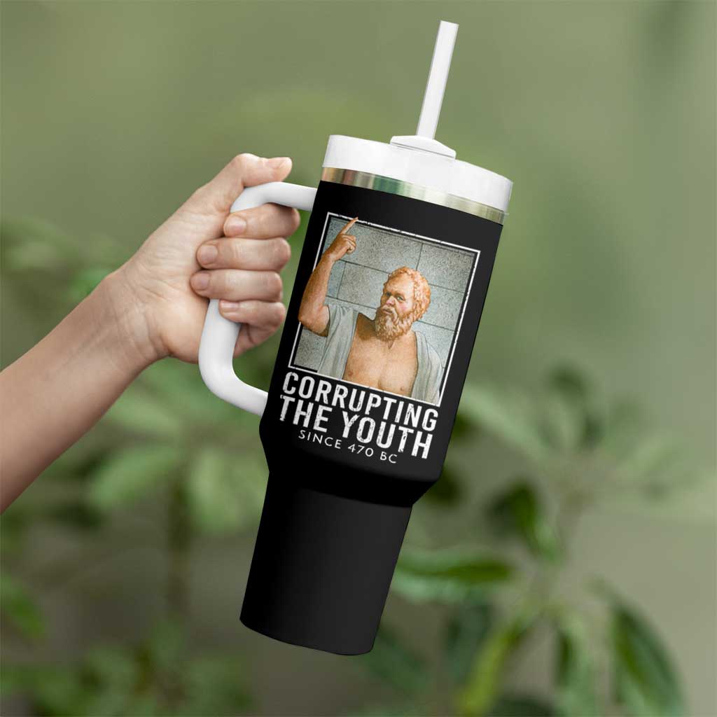 Funny Greek Philosophy Socrates Tumbler With Handle Corrupting The Youth Philosopher