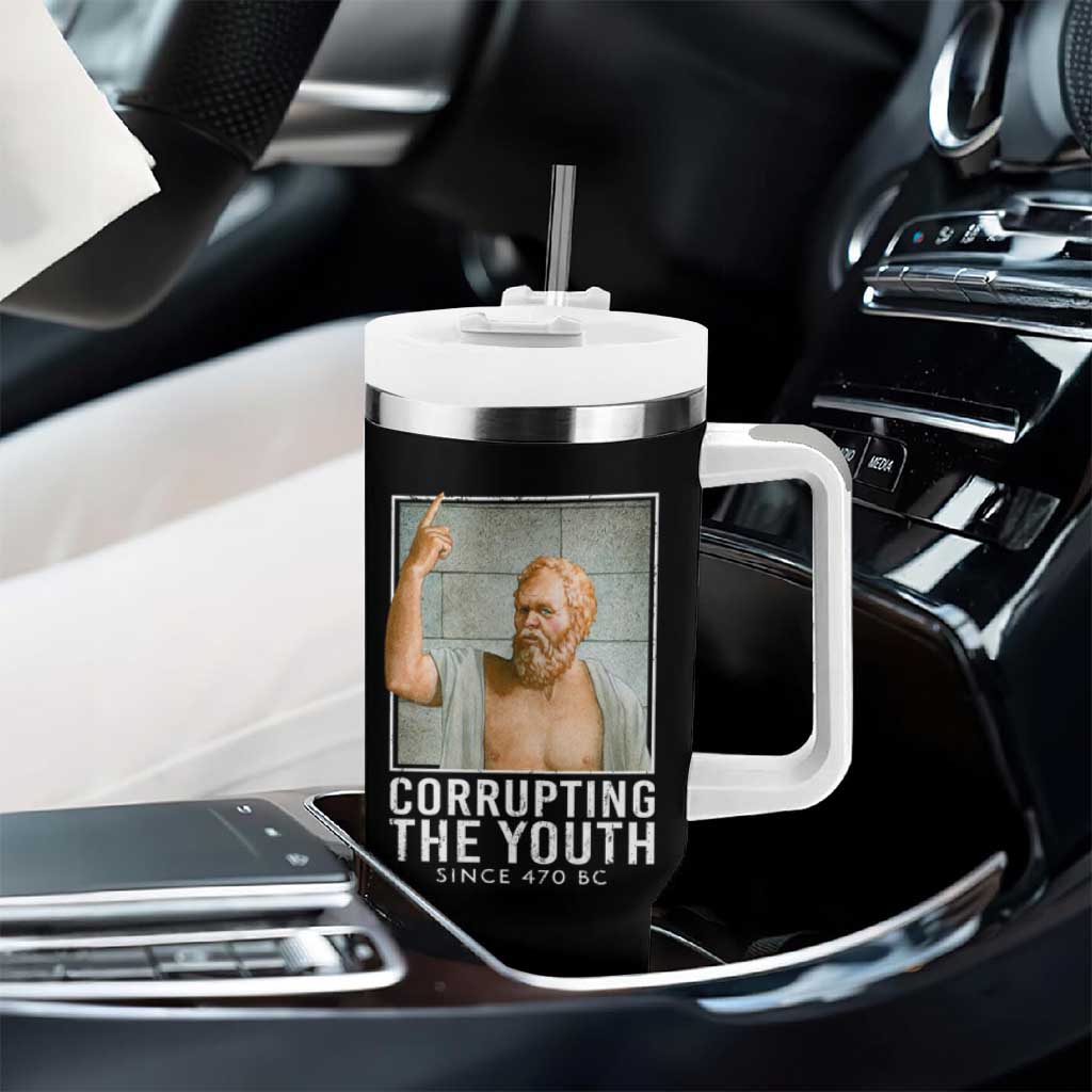 Funny Greek Philosophy Socrates Tumbler With Handle Corrupting The Youth Philosopher