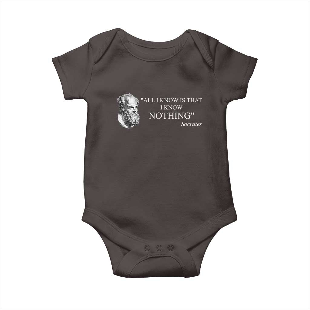 Greek Philosophy Socrates Baby Onesie All I Know Is That I Know Nothing