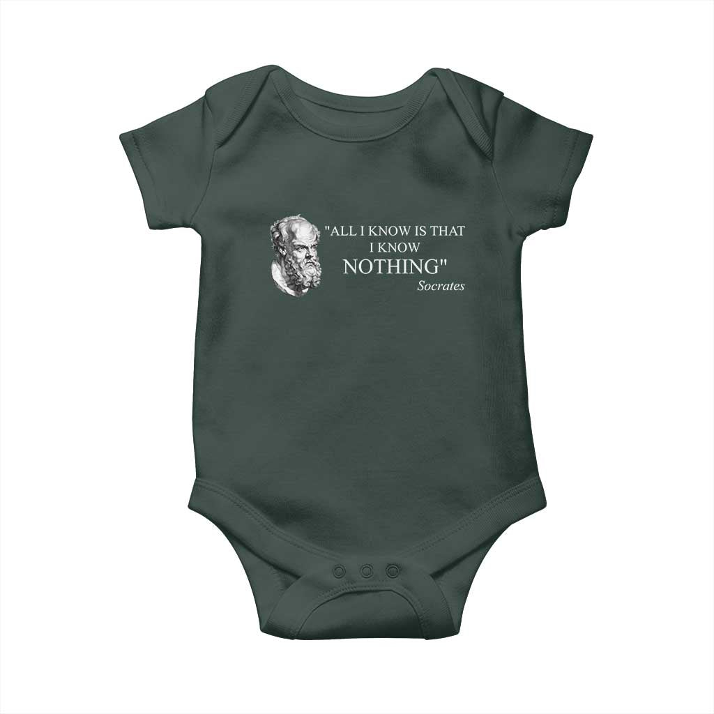 Greek Philosophy Socrates Baby Onesie All I Know Is That I Know Nothing
