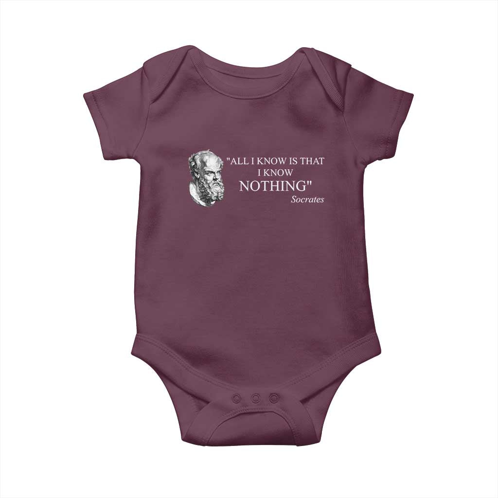 Greek Philosophy Socrates Baby Onesie All I Know Is That I Know Nothing