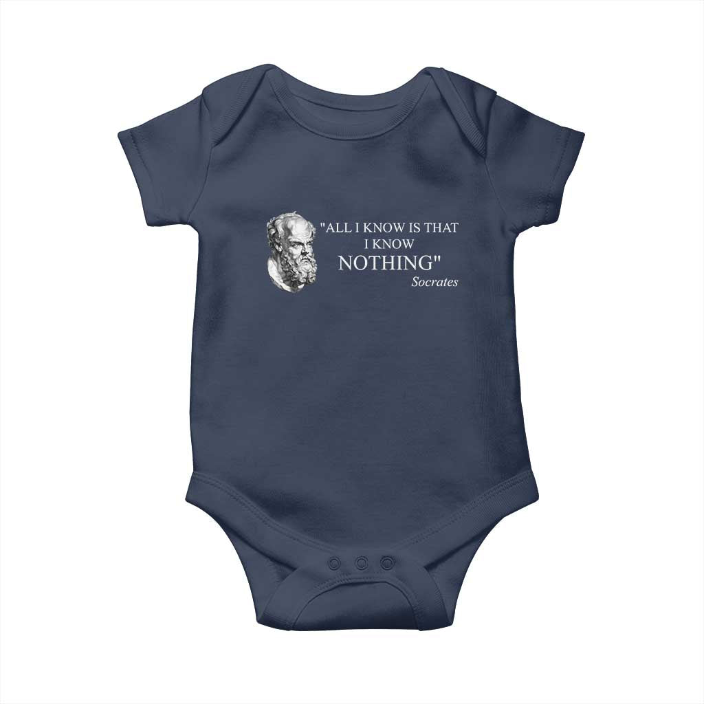 Greek Philosophy Socrates Baby Onesie All I Know Is That I Know Nothing