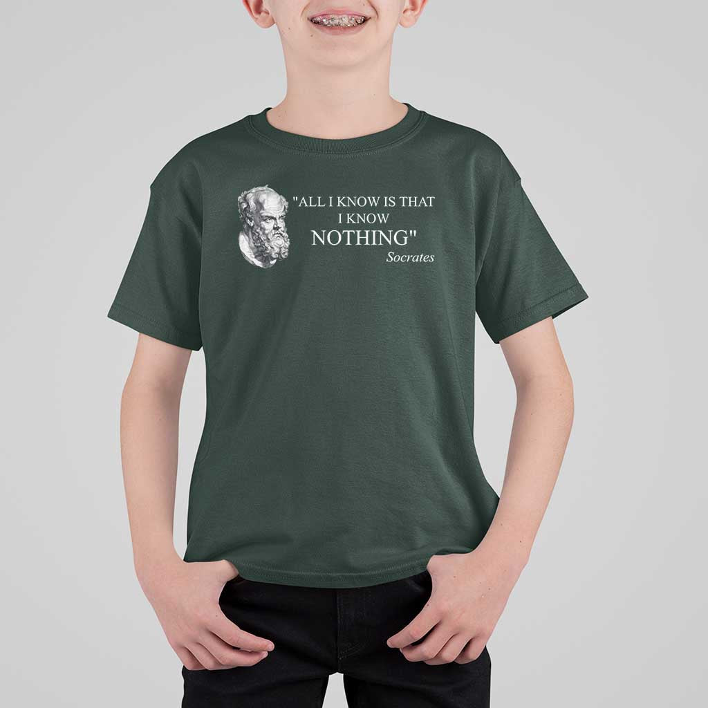 Greek Philosophy Socrates T Shirt For Kid All I Know Is That I Know Nothing