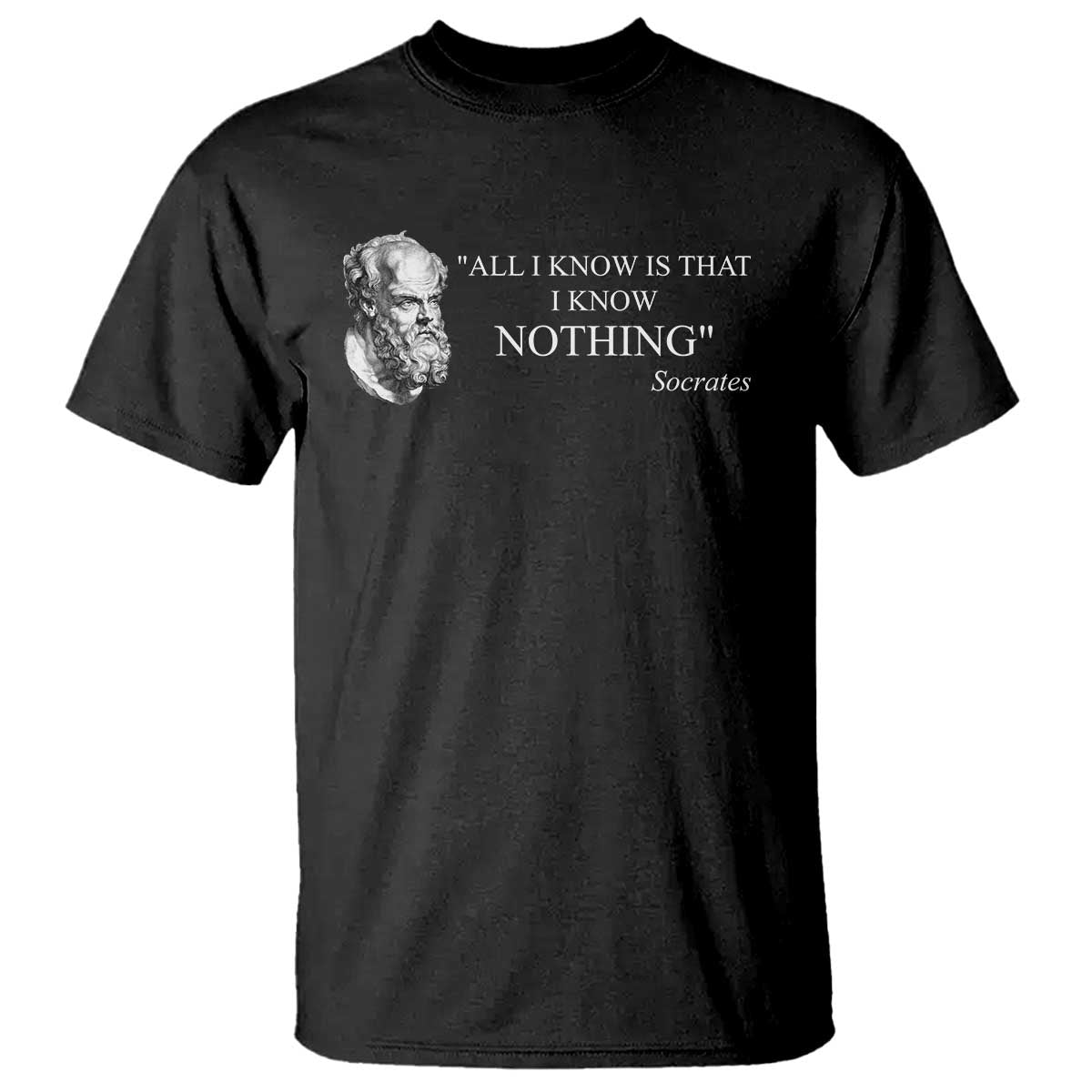 Greek Philosophy Socrates T Shirt All I Know Is That I Know Nothing