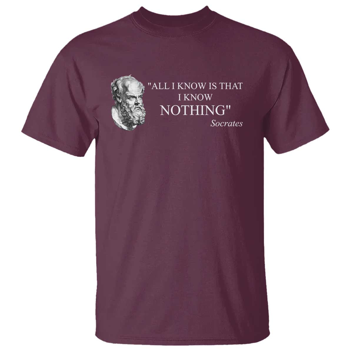 Greek Philosophy Socrates T Shirt All I Know Is That I Know Nothing