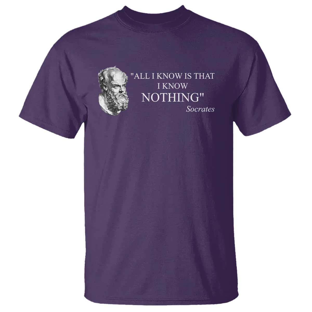 Greek Philosophy Socrates T Shirt All I Know Is That I Know Nothing
