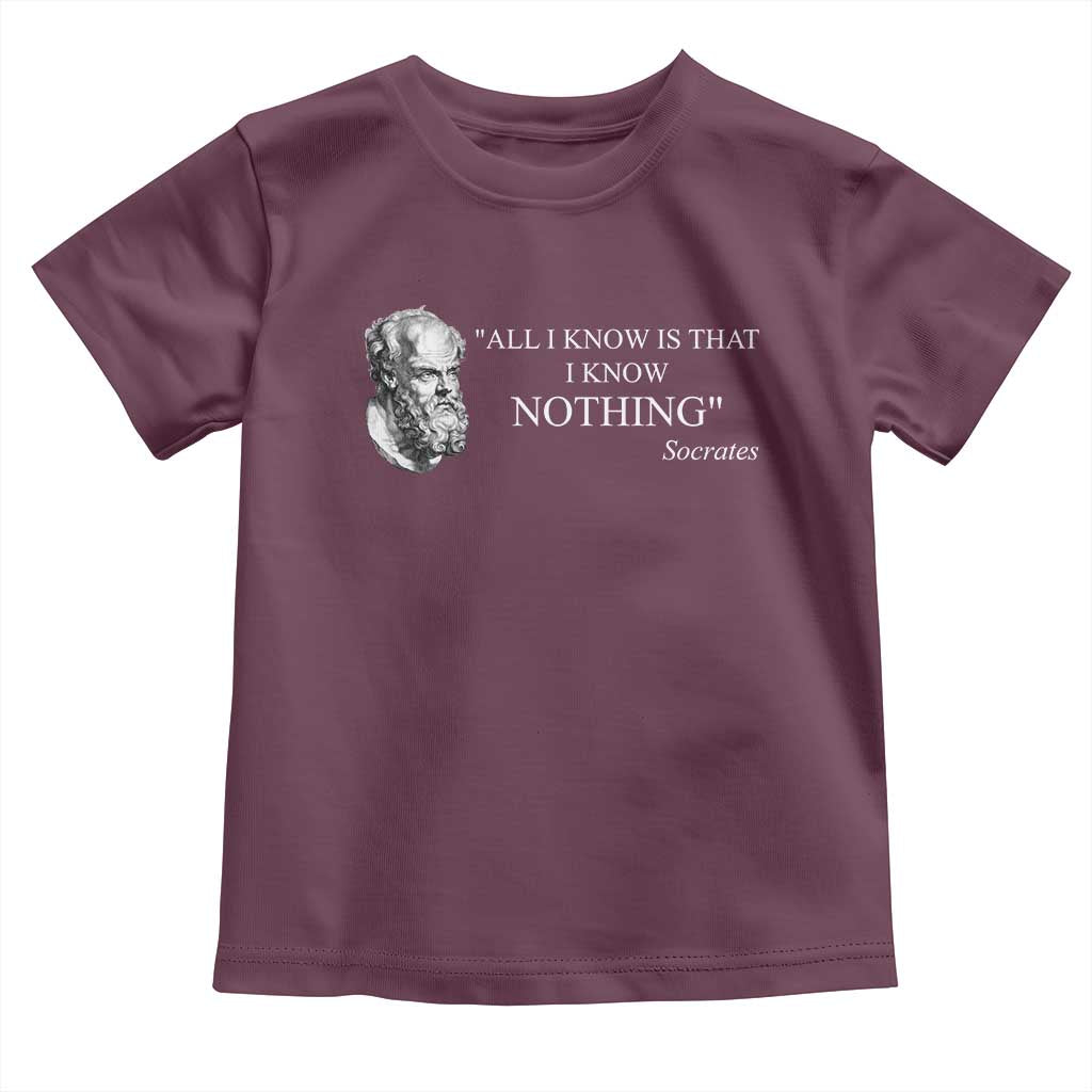 Greek Philosophy Socrates Toddler T Shirt All I Know Is That I Know Nothing