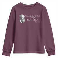 Greek Philosophy Socrates Youth Sweatshirt All I Know Is That I Know Nothing