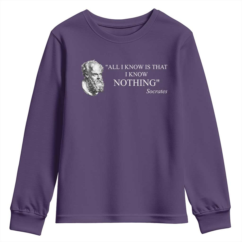 Greek Philosophy Socrates Youth Sweatshirt All I Know Is That I Know Nothing