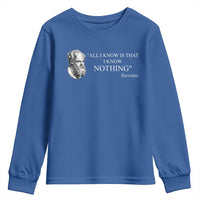 Greek Philosophy Socrates Youth Sweatshirt All I Know Is That I Know Nothing