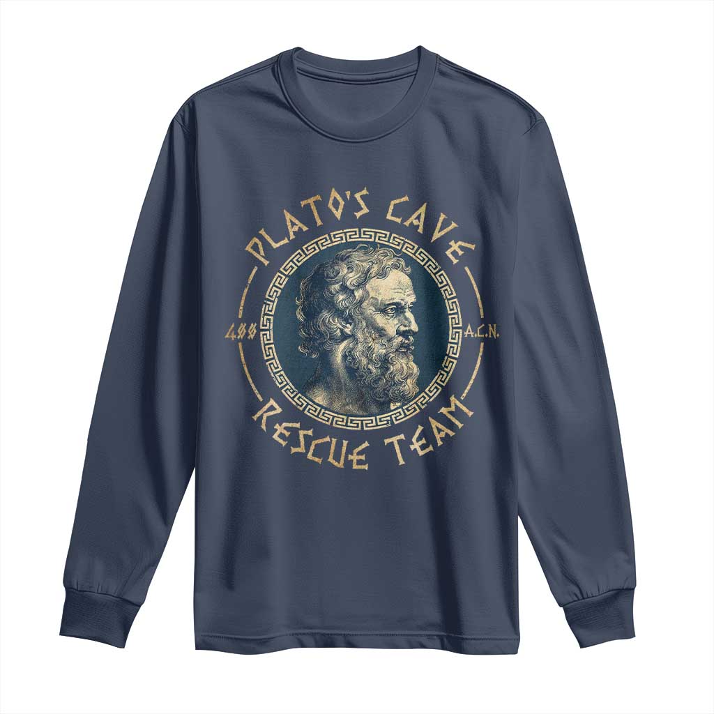 Greek Philosophy Plato Long Sleeve Shirt Platos Cave Rescue Team