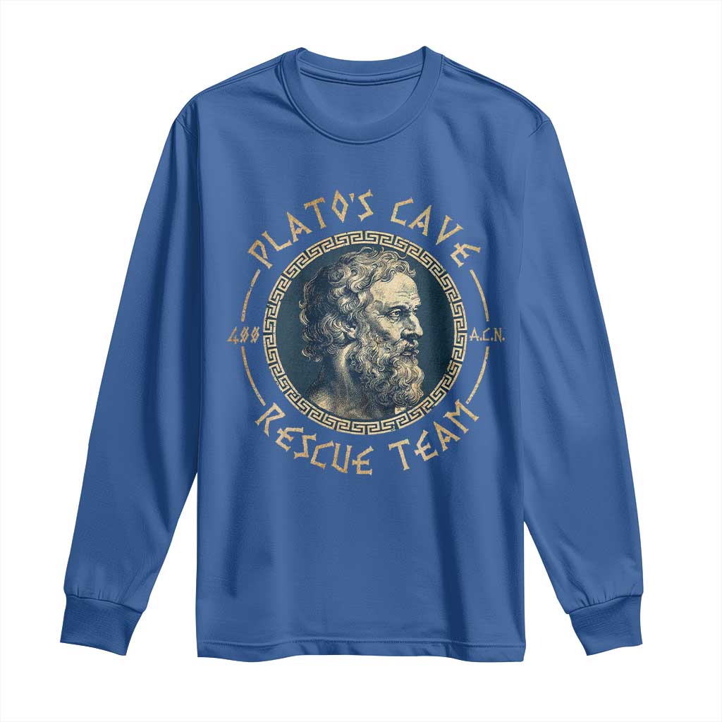 Greek Philosophy Plato Long Sleeve Shirt Platos Cave Rescue Team
