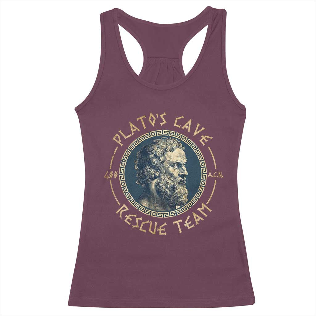 Greek Philosophy Plato Racerback Tank Top Platos Cave Rescue Team