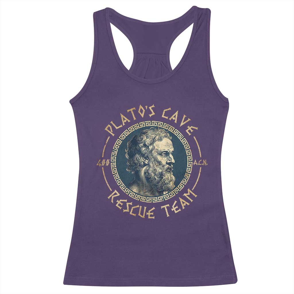 Greek Philosophy Plato Racerback Tank Top Platos Cave Rescue Team