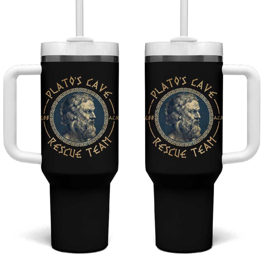 Greek Philosophy Plato Tumbler With Handle Platos Cave Rescue Team