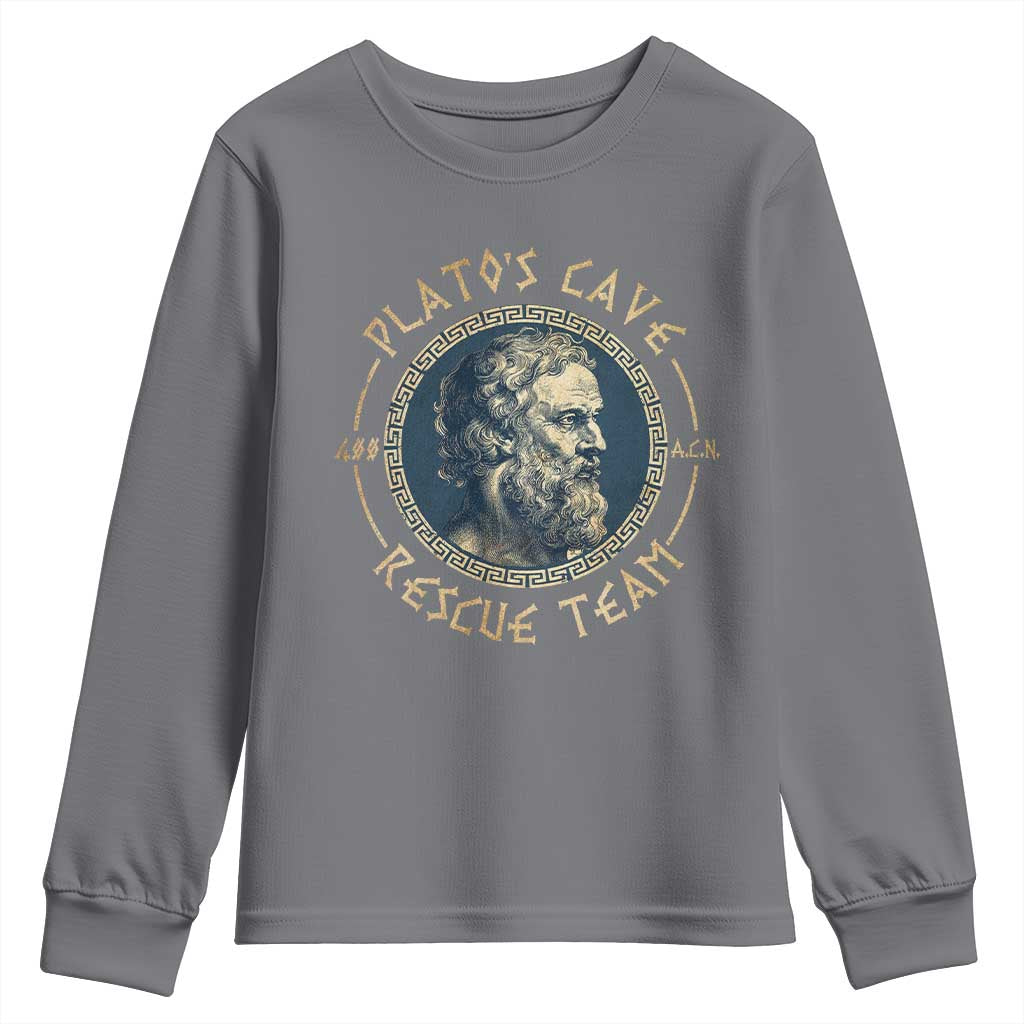 Greek Philosophy Plato Youth Sweatshirt Platos Cave Rescue Team