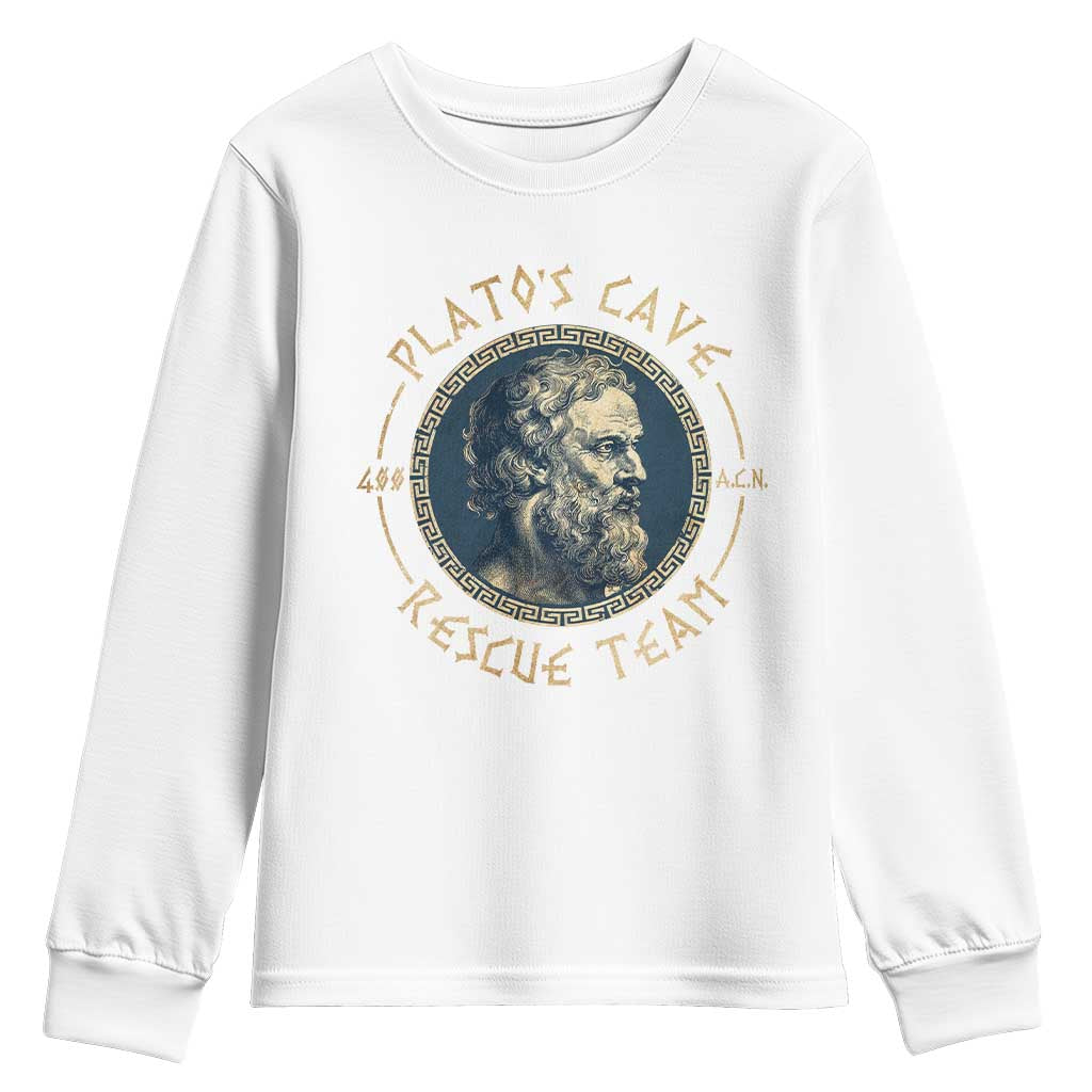 Greek Philosophy Plato Youth Sweatshirt Platos Cave Rescue Team