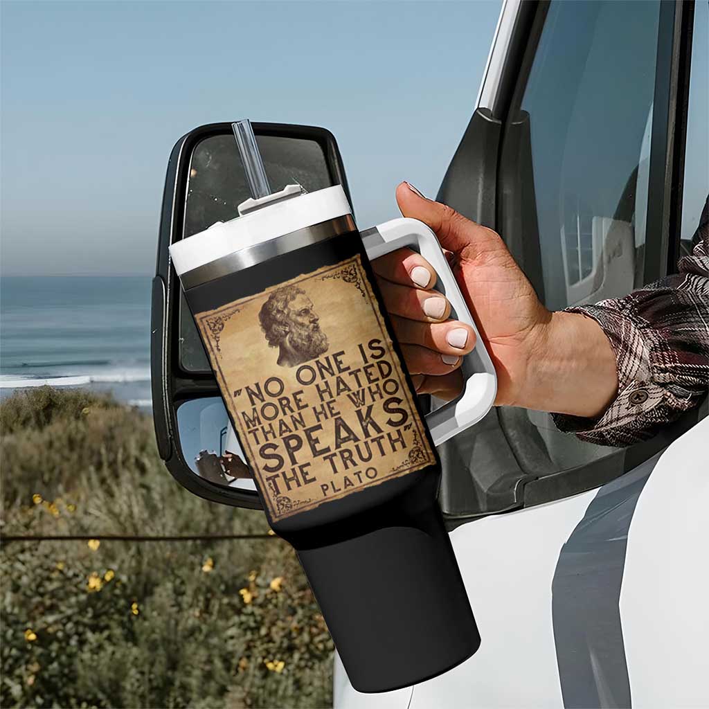 Greek Philosophy Plato Tumbler With Handle No One Is More Hated Than He Who Speaks The Truth