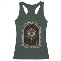 Marcus Aurelius Stoic Philosophy Racerback Tank Top The Happiness Of Your Life Depends On The Quality Of Your Thoughts
