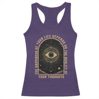 Marcus Aurelius Stoic Philosophy Racerback Tank Top The Happiness Of Your Life Depends On The Quality Of Your Thoughts