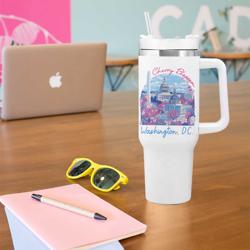 Washington DC Lover Tumbler With Handle Cherry Blossom