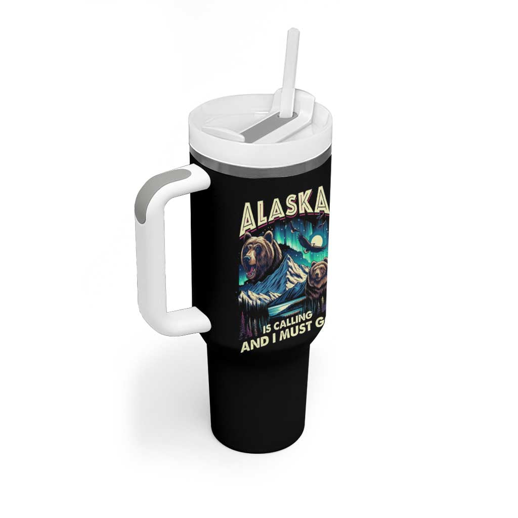 Alaska Is Calling And I Must Go Aurora Beer Home Tumbler With Handle