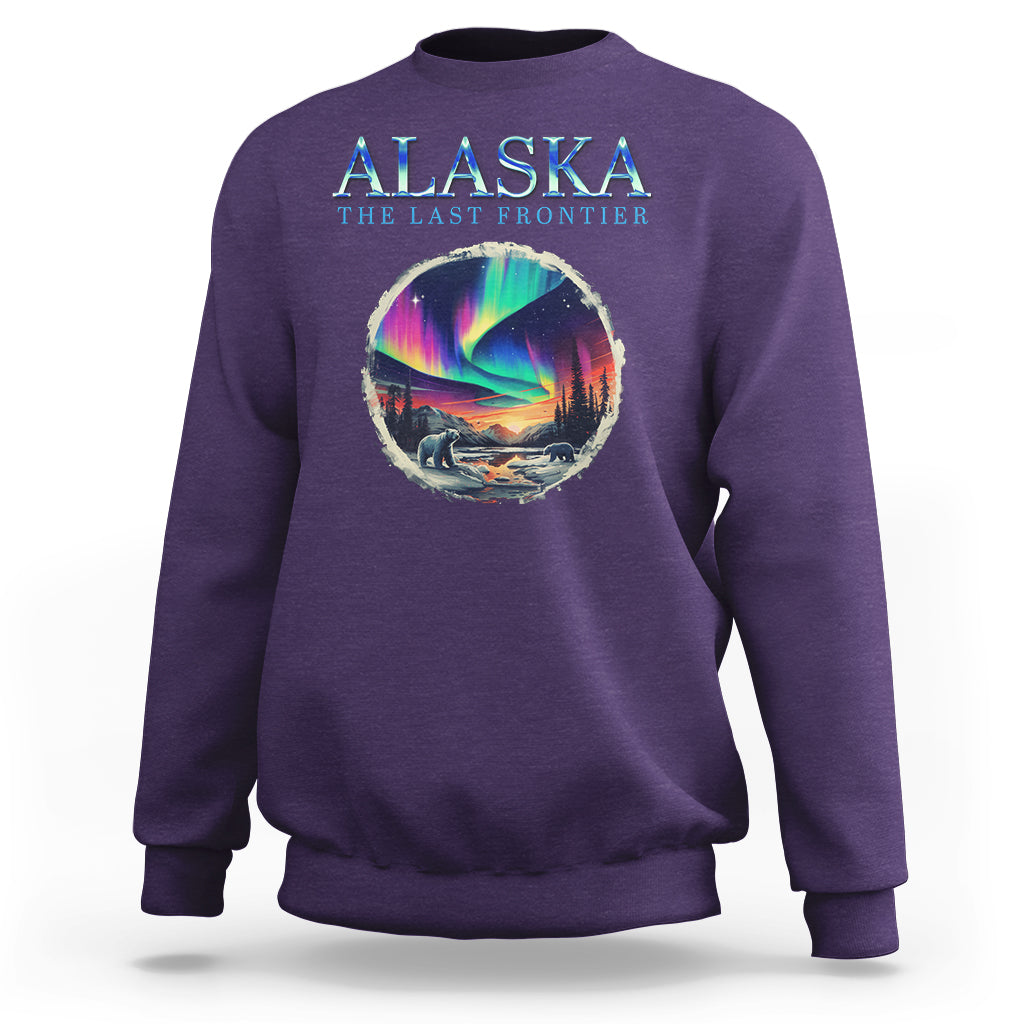 Alaska Aurora Sweatshirt The Last Frontier Polar Bear - Wonder Print Shop