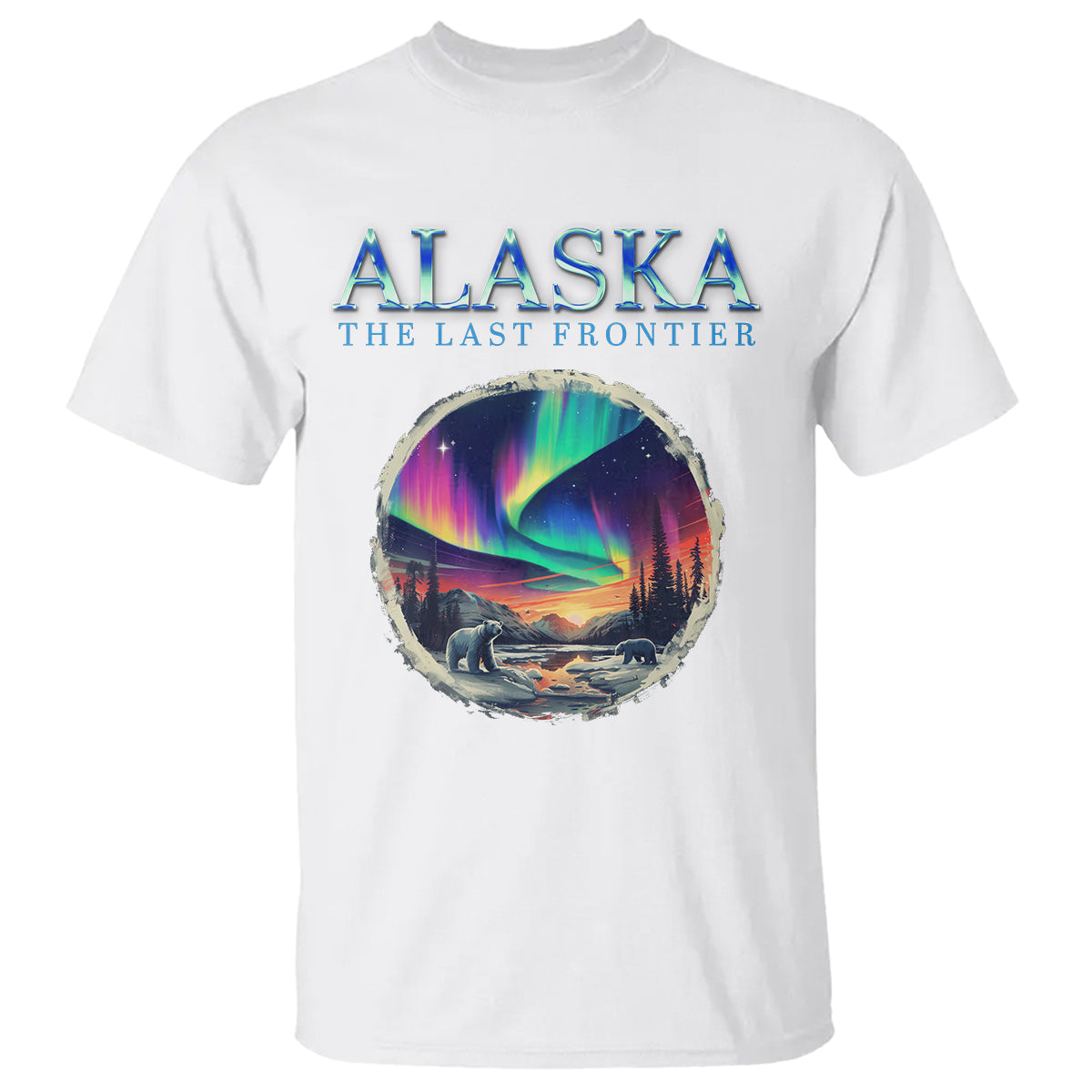 Alaska Aurora T Shirt The Last Frontier Polar Bear - Wonder Print Shop