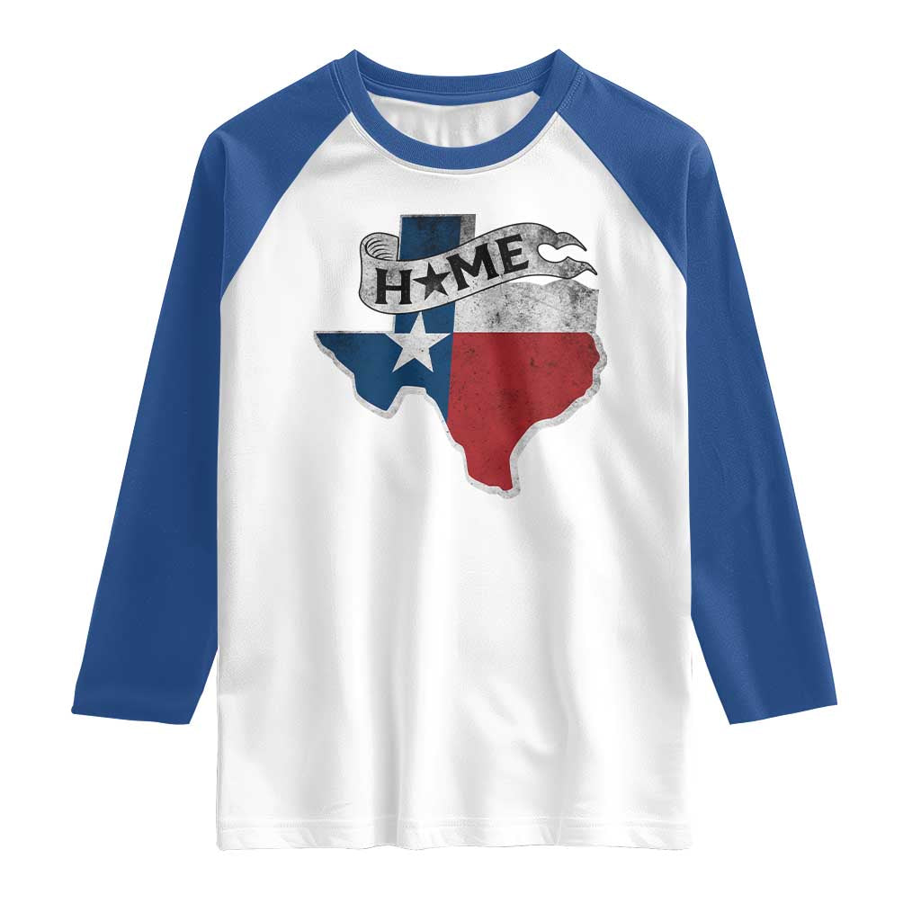 Texas Home State Map Distressed Flag Raglan Shirt