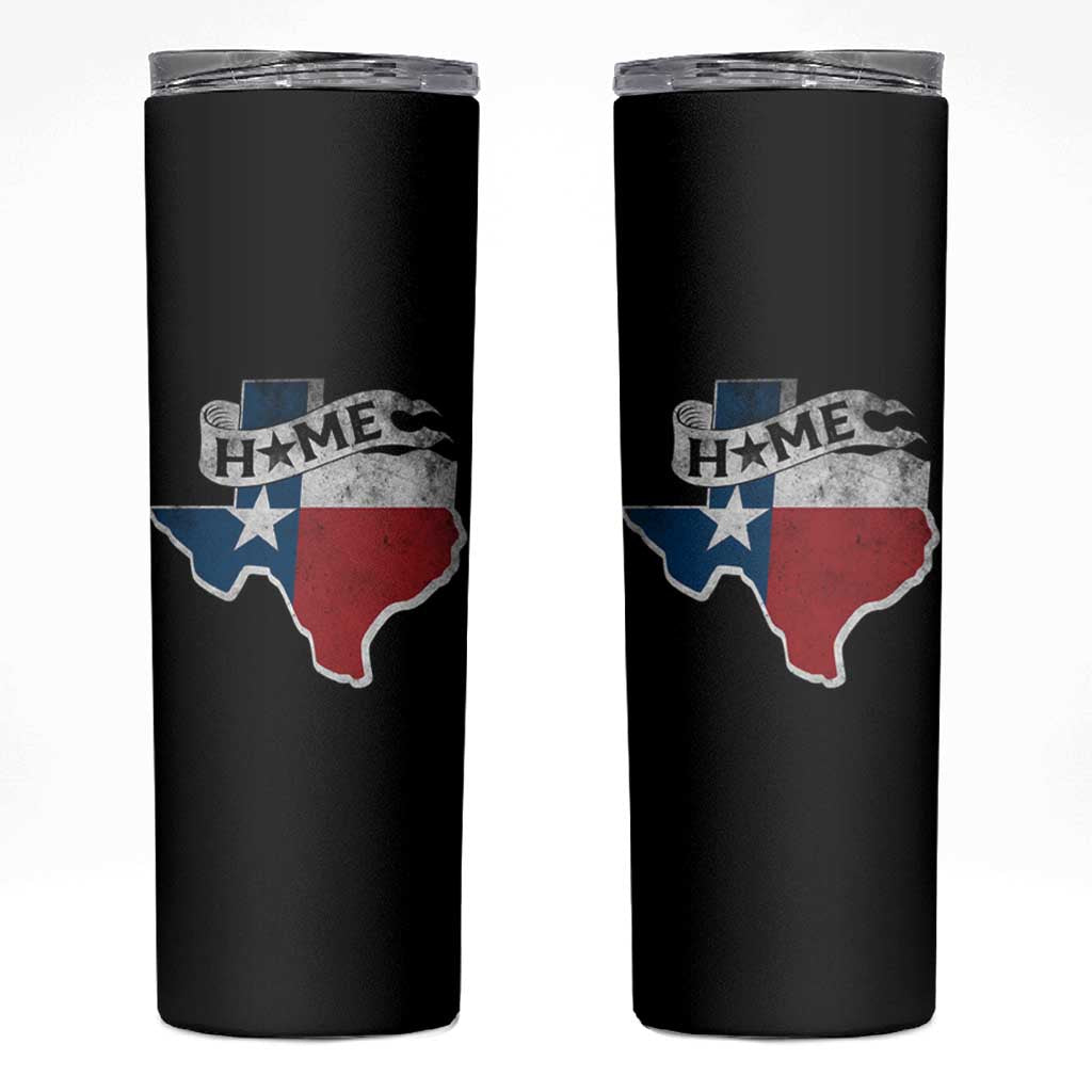Texas Home State Map Distressed Flag Skinny Tumbler