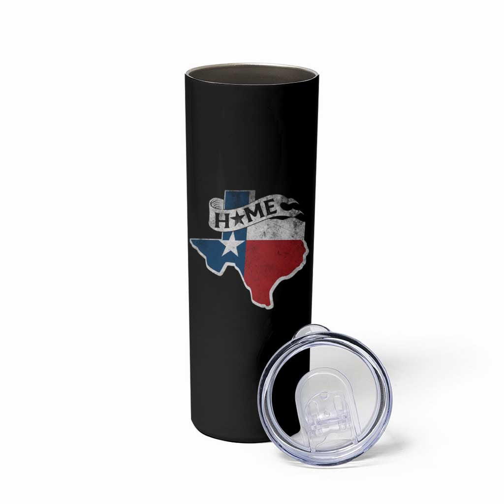 Texas Home State Map Distressed Flag Skinny Tumbler