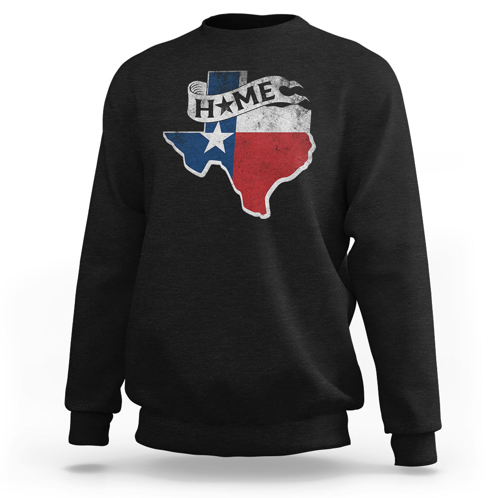 Texas Home State Map Distressed Flag Sweatshirt - Wonder Print Shop