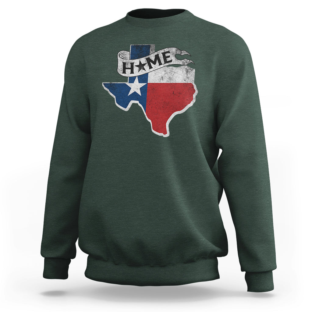 Texas Home State Map Distressed Flag Sweatshirt - Wonder Print Shop