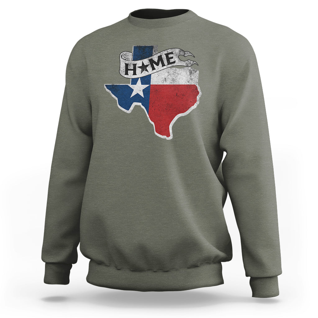 Texas Home State Map Distressed Flag Sweatshirt - Wonder Print Shop