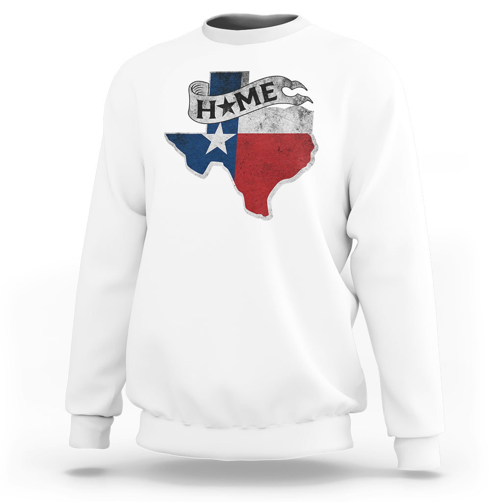 Texas Home State Map Distressed Flag Sweatshirt - Wonder Print Shop
