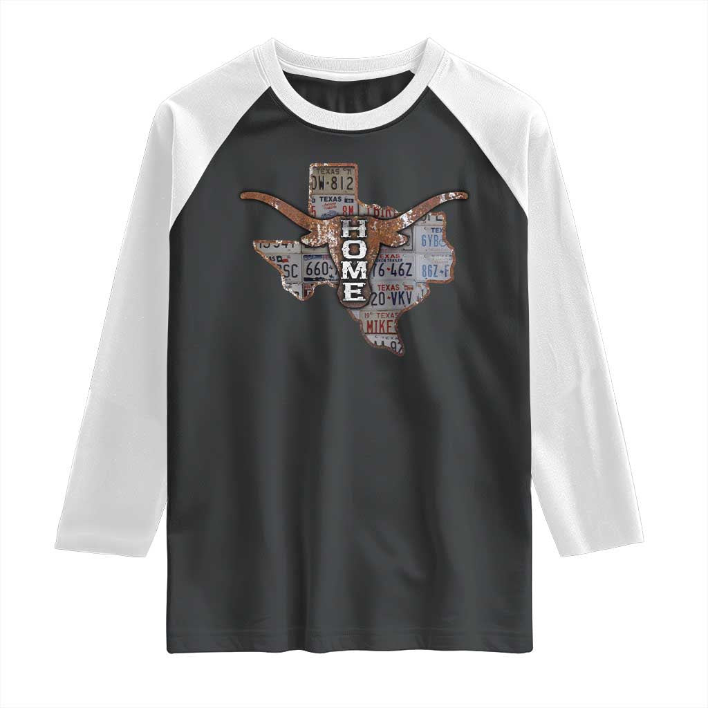 Texas Home Raglan Shirt Vintage State Map TX Longhorn