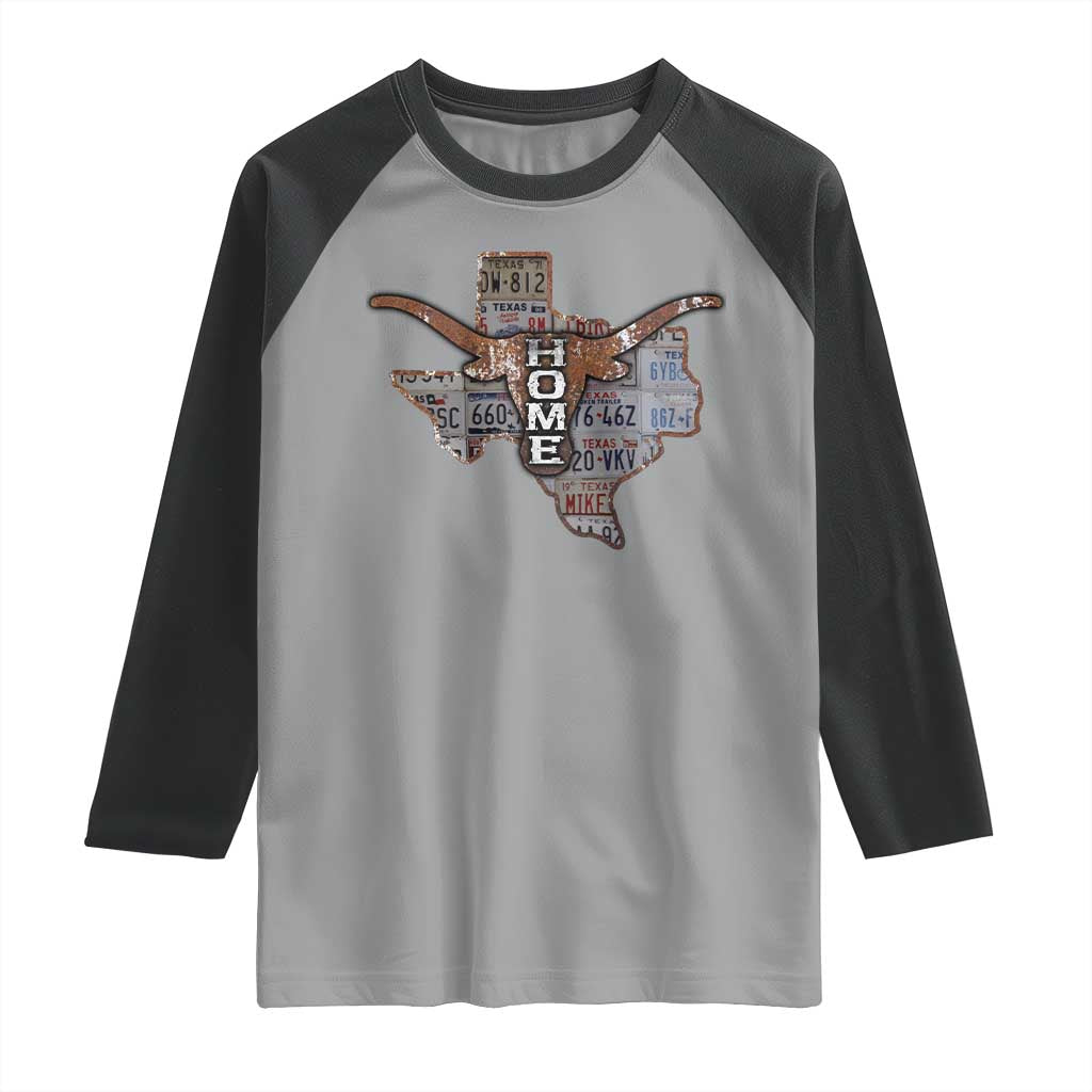 Texas Home Raglan Shirt Vintage State Map TX Longhorn