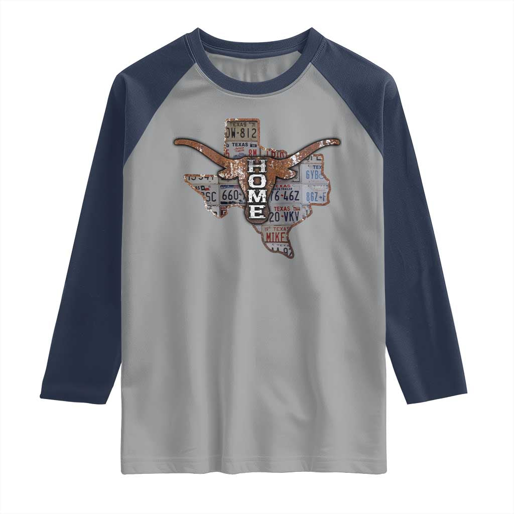 Texas Home Raglan Shirt Vintage State Map TX Longhorn
