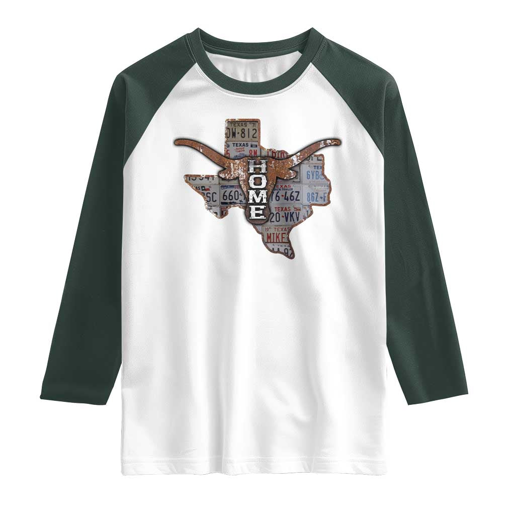 Texas Home Raglan Shirt Vintage State Map TX Longhorn