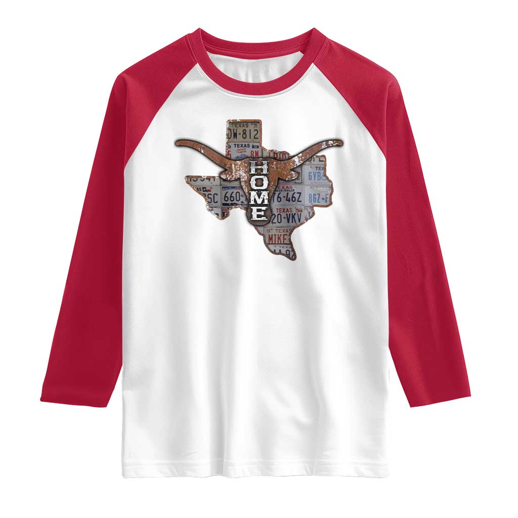 Texas Home Raglan Shirt Vintage State Map TX Longhorn