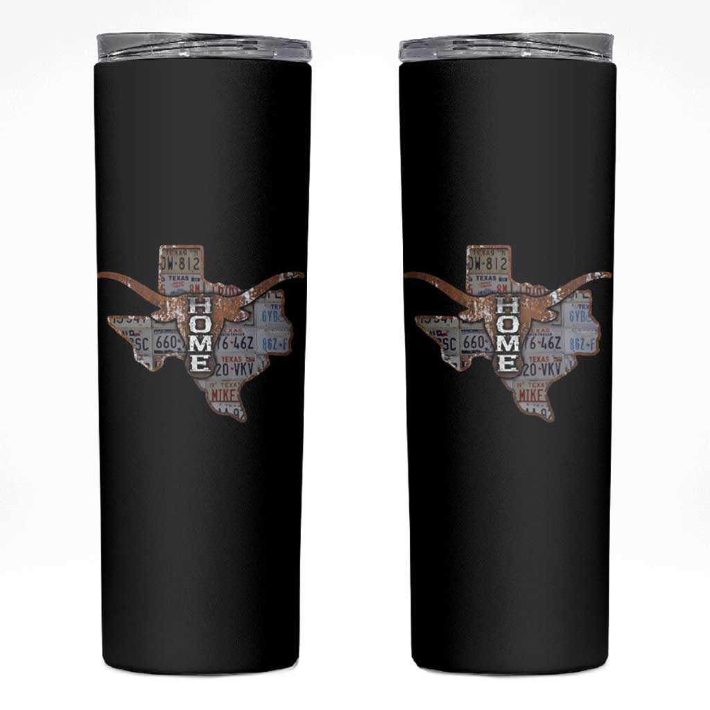 Texas Home Skinny Tumbler Vintage State Map TX Longhorn