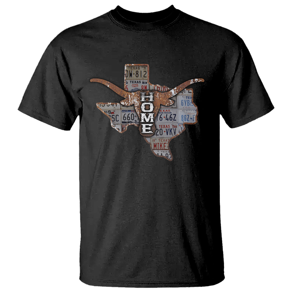 Texas Home T Shirt Vintage State Map TX Longhorn - Wonder Print Shop