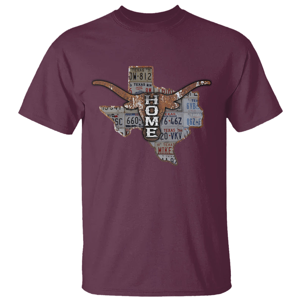 Texas Home T Shirt Vintage State Map TX Longhorn - Wonder Print Shop