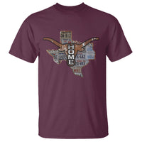 Texas Home T Shirt Vintage State Map TX Longhorn - Wonder Print Shop